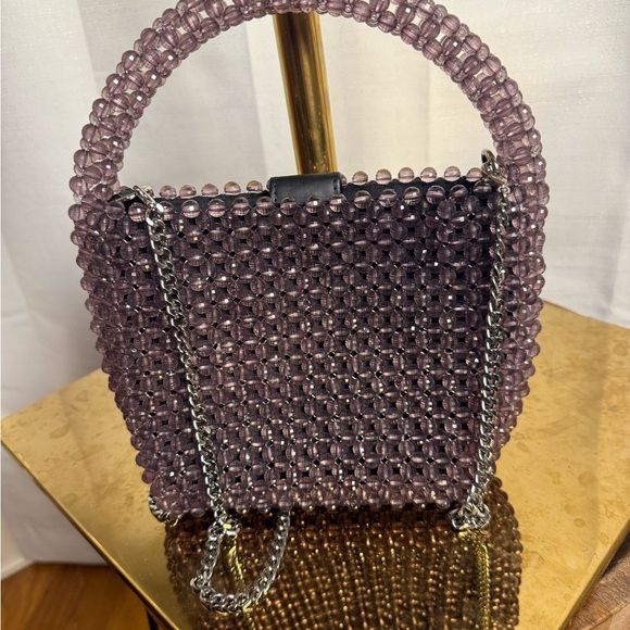 Bouffants & Broken Hearts Purple and White Mini Bag with Skull Design - Picture 2 of 10